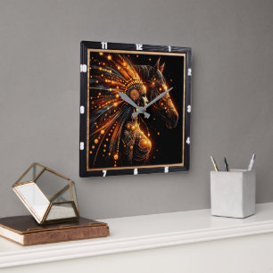 Native American Indian Heritage Square Wall Clock