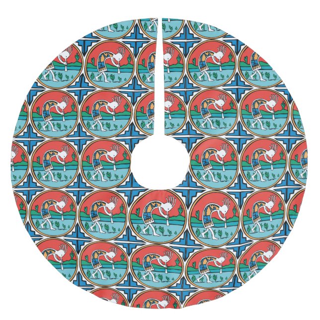 Native American Indian Kokopelli Brushed Polyester Tree Skirt (Front)