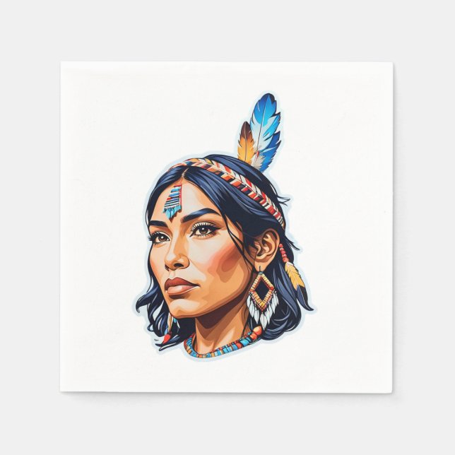 Native American Indian Lady Napkins (Front)