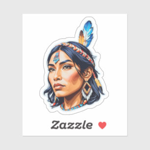Native American Indian Lady Sticker