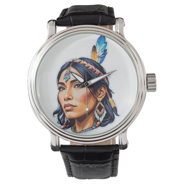 Native American Indian Lady Watch (Front)