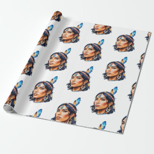 Native American Indian Lady Wrapping Paper