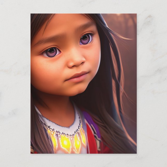 NATIVE AMERICAN INDIAN LITTLE GIRL ART Postcards (Front)
