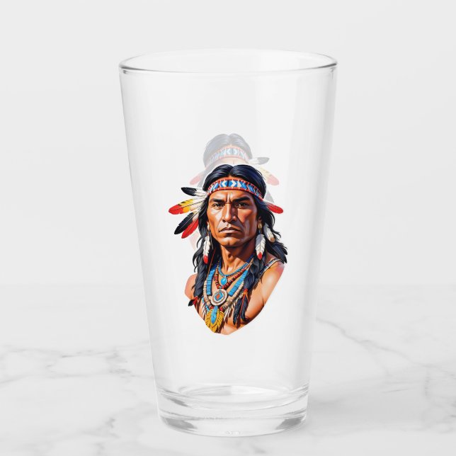 Native American Indian Man Glass (Front)
