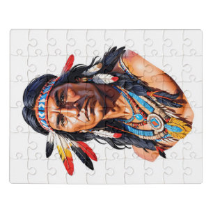 Native American Indian Man Jigsaw Puzzle