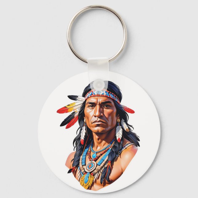 Native American Indian Man Keychain (Front)