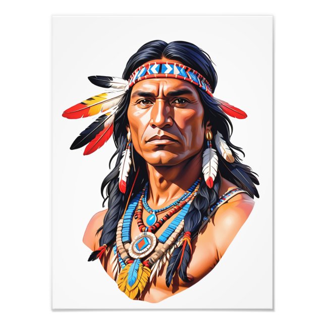 Native American Indian Man Photo Print (Front)