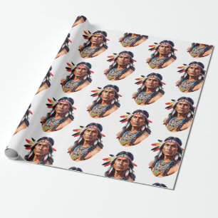 Native American Indian Man Wrapping Paper