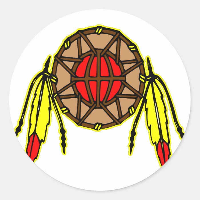 Native American Indian Round Stickers