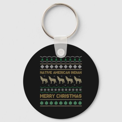 Native American Indian Merry Christmas Funny Gift  Keychain