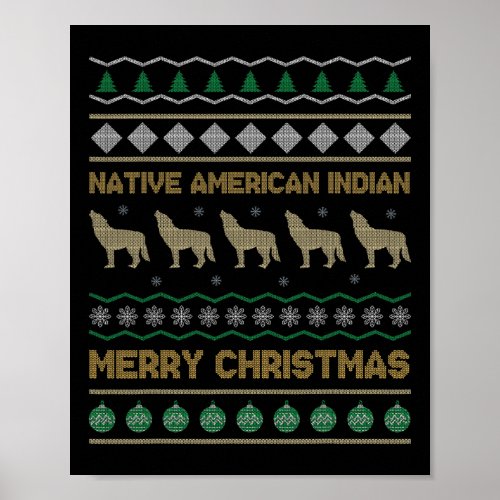 Native American Indian Merry Christmas Funny Gift  Poster