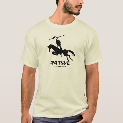 Native American Indian on horse ink pen drawing T_Shirt