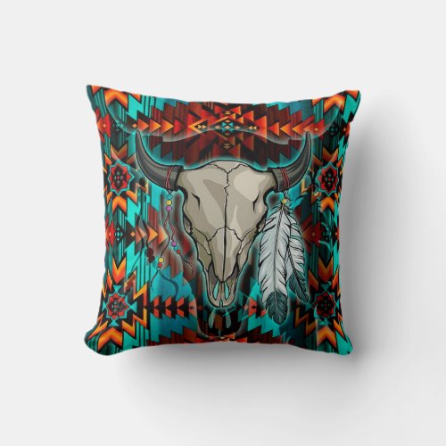 Native American Indian Pattern 03 Throw Pillow