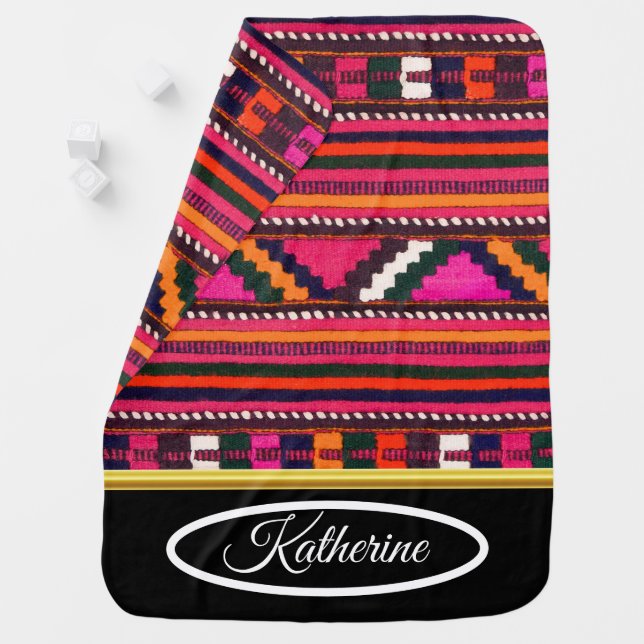 Native American Indian pink texture design Baby Blanket (In Situ)