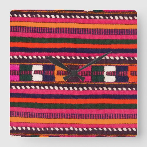 Native American Indian pink texture design Square Wall Clock