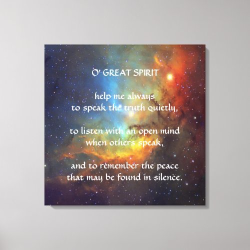 Native American Indian Prayer Canvas Print