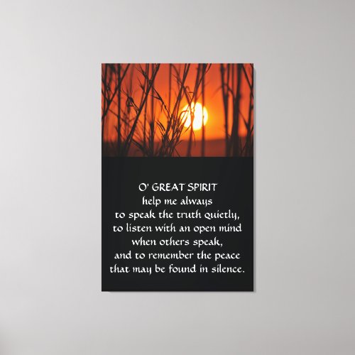 Native American Indian Prayer Canvas Print