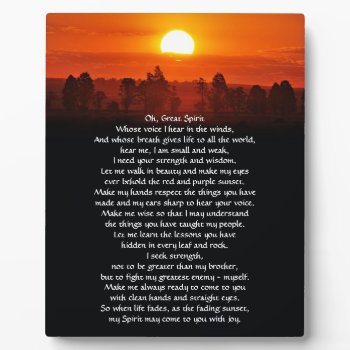 Native American Indian Prayer Plaque by Motivators at Zazzle