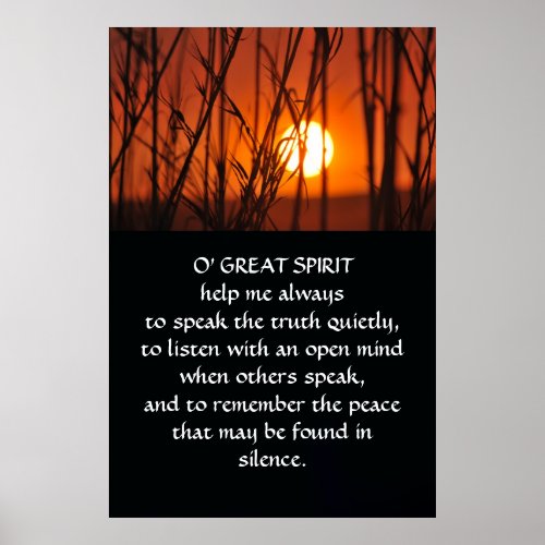 Native American Indian Prayer Poster