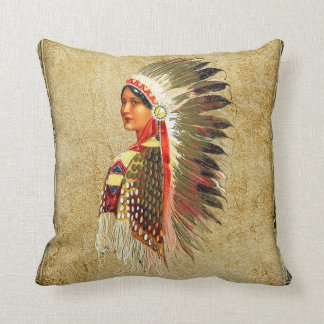 Native American Indian Princess Throw Pillow