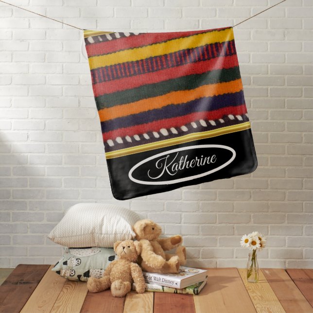 Native American Indian rainbow color Baby Blanket (In Situ)