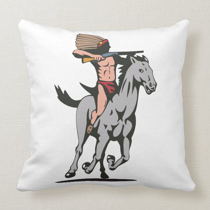 Native American Indian Riding Horse Pillows