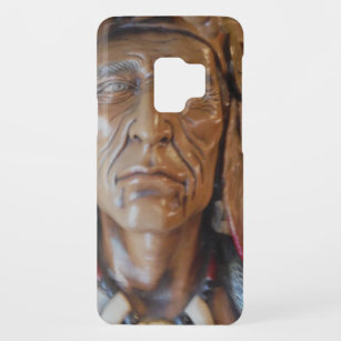 Native American Indian sculpture with fox feathers Case-Mate Samsung Galaxy S9 Case