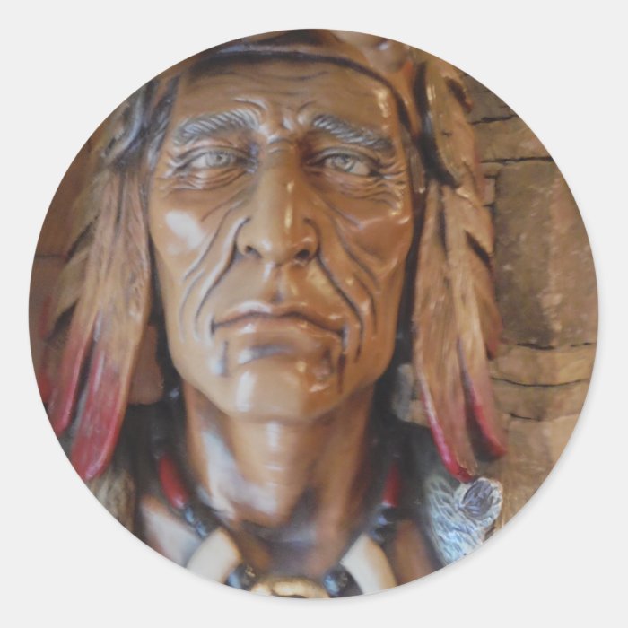 Native American Indian sculpture with fox feathers Stickers