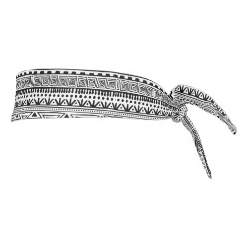 Native American Indian Southwest Black and White Tie Headband