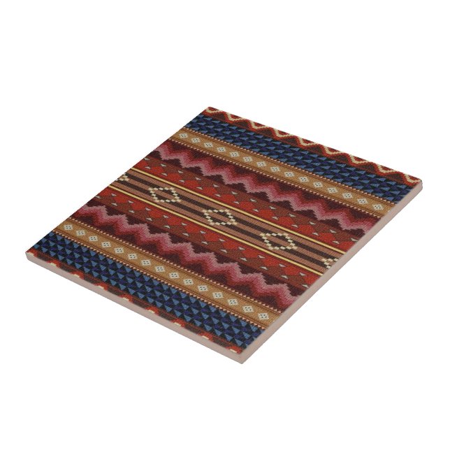 Native American Indian Southwest Pattern Ceramic Tile (Side)