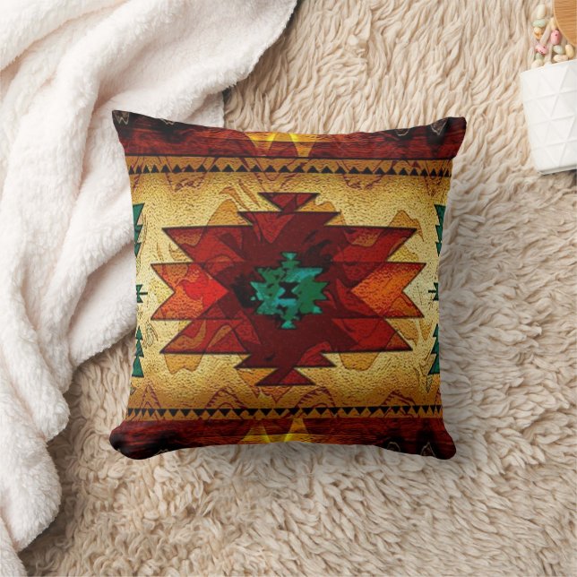 Native American Indian Southwest Pattern Throw Pillow (Blanket)
