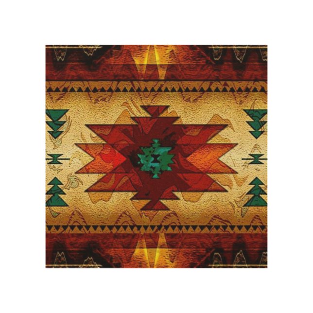 Native American Indian Southwest Pattern Wood Wall Art (Front)