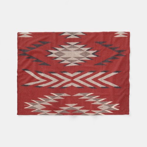 Native American Indian Southwest Red Pattern Fleece Blanket