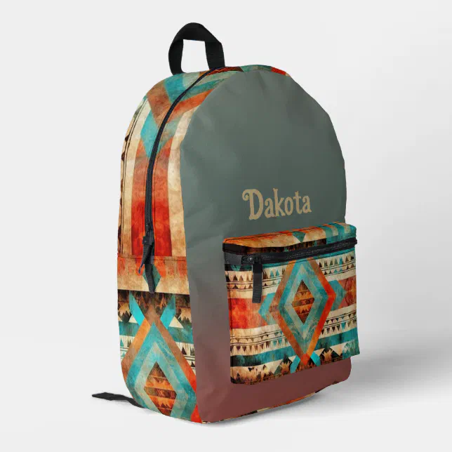 Native American Indian Style Print - Monogrammed Printed Backpack | Zazzle