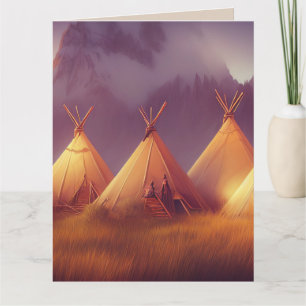 NATIVE AMERICAN INDIAN TEEPEES ART Greeting Card
