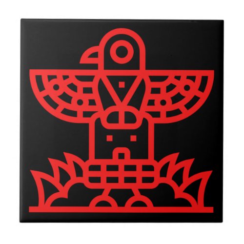 Native American Indian Thunderbird Black Ceramic Tile