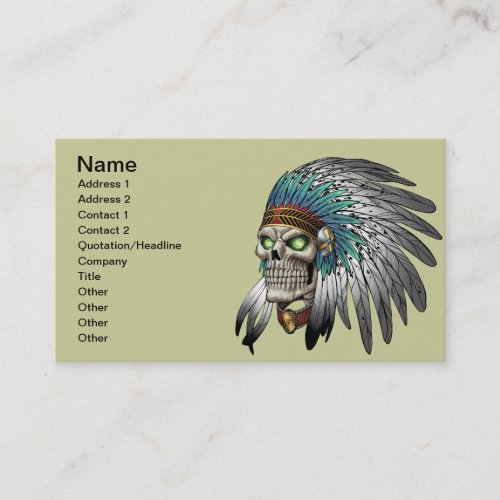 Native American Indian Tribal Gothic Skull Business Card