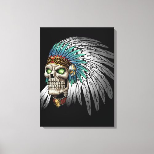 Native American Indian Tribal Gothic Skull Canvas Print