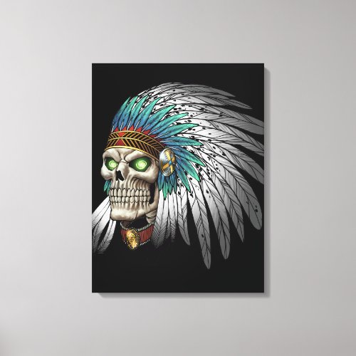 Native American Indian Tribal Gothic Skull Canvas Print