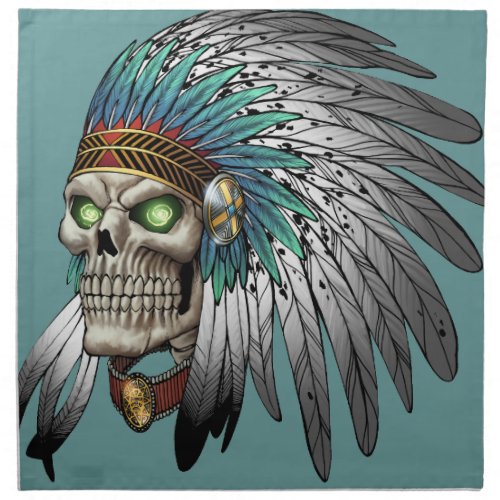 Native American Indian Tribal Gothic Skull Cloth Napkin