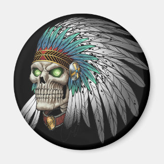 Native American Indian Tribal Gothic Skull Magnet