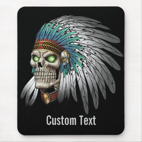 Native American Indian Tribal Gothic Skull Mouse Pad