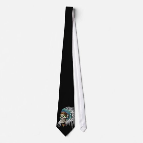 Native American Indian Tribal Gothic Skull Neck Tie
