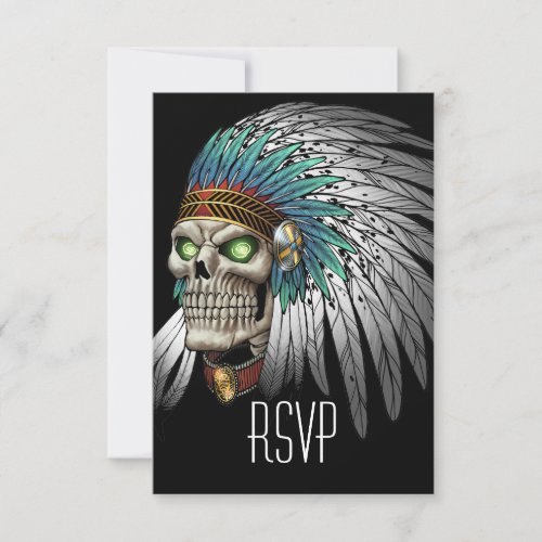 Native American Indian Tribal Gothic Skull RSVP Card