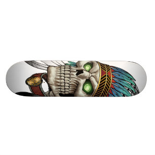 Native American Indian Tribal Gothic Skull Skateboard Deck
