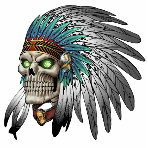 Native American Indian Tribal Gothic Skull Statuette