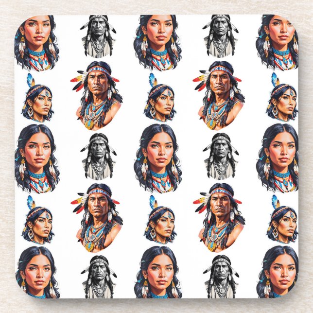 Native American Indian Tribe Pattern Design  Beverage Coaster (Front)