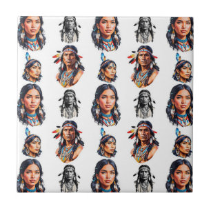 Native American Indian Tribe Pattern Design  Ceramic Tile