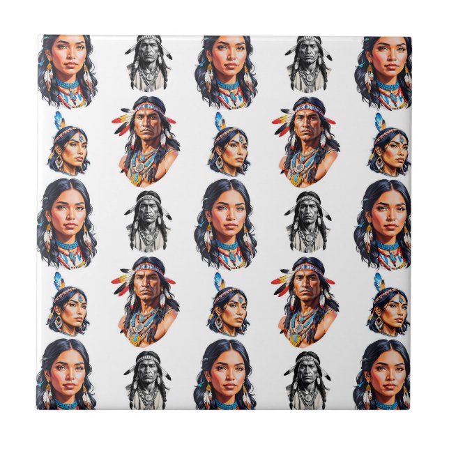 Native American Indian Tribe Pattern Design  Ceramic Tile (Front)