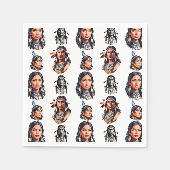 Native American Indian Tribe Pattern Design  Napkins (Front)